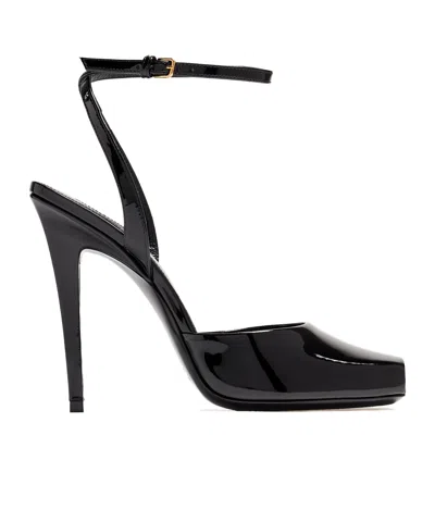 Saint Laurent La Scandale Patent Heels In Black
