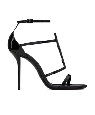 Saint Laurent Logo High-heeled Sandals In Black