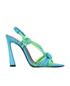 Saint Laurent Women's Pool Sandals In Tpu And Metallized Leather In Cerulean Giallo Fluo