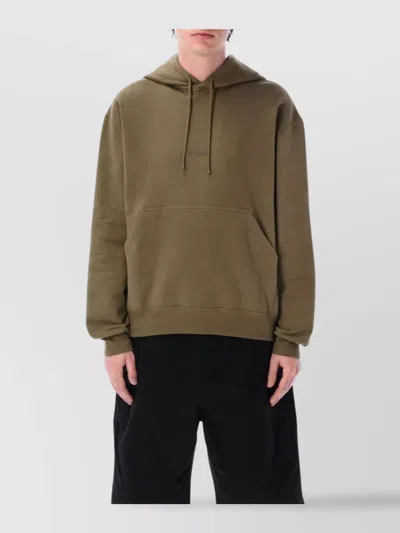 Saint Laurent Logo Hoodie Sweater Kangaroo Pocket In Brown