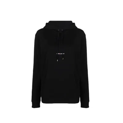 Saint Laurent Logo Cotton Hoodie In Black