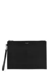 Saint Laurent Tablet Holder In Grain De Poudre In Black