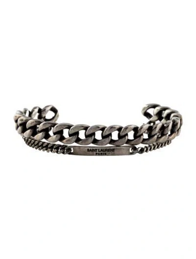 Pre-owned Saint Laurent Logo Id Cuff, 6.75" In Multi