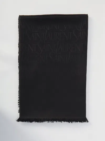 Saint Laurent Logo-jacquard Fringed Scarf