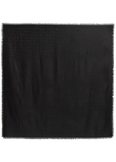 Saint Laurent Logo-jacquard Silk-blend Scarf In Black