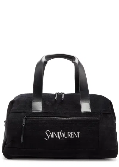 Saint Laurent Logo-jacquard Velvet Holdall In Metallic