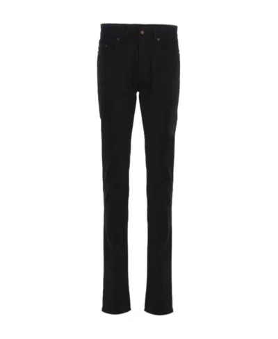 Saint Laurent Logo Jeans In Black