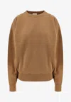 Saint Laurent Certified Cotton Sweatshirt With Logoed Label In Brown