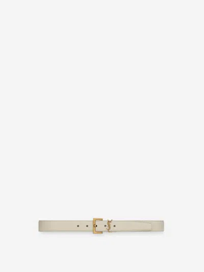Saint Laurent Logo Leather Belt In Metallic Logo