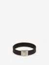 Saint Laurent Logo Leather Bracelet In Black