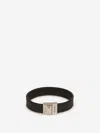 Saint Laurent Logo Leather Bracelet In Black