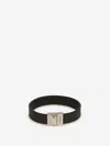 Saint Laurent Logo Leather Bracelet In Black