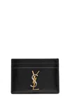 Saint Laurent Logo Leather Card Holder In Black