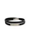 Saint Laurent Logo Leather Double-wrap Bracelet In Black