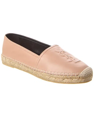 Saint Laurent Logo Leather Espadrille In Multi