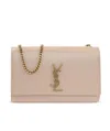 Saint Laurent Logo Leather Shoulder Bag In Nude