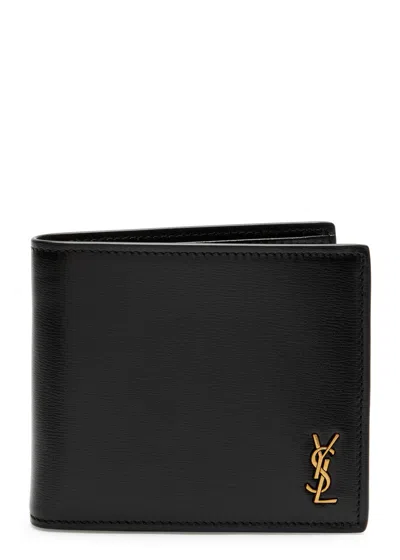 Saint Laurent Logo Leather Wallet In Black