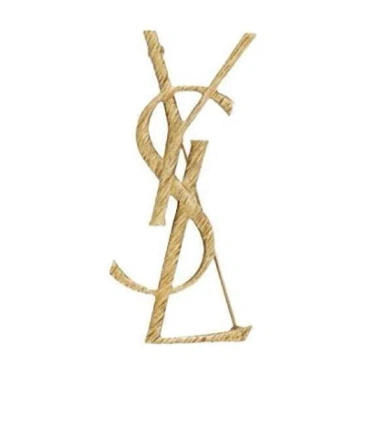 Saint Laurent Logo Letter Brooch In Gold