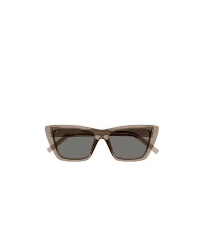 Saint Laurent Logo-lettering Cat-eye Sunglasses In Gray