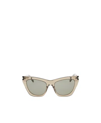 Saint Laurent Logo-lettering Cat-eye Sunglasses In Nude