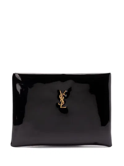 Saint Laurent Logo-lettering Pouch In Black