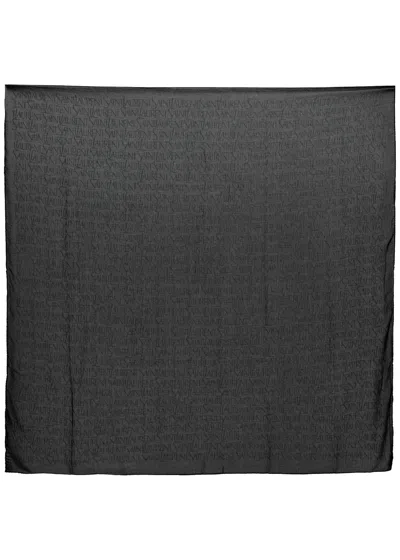 Saint Laurent Logo-monogrammed Semi-sheer Scarf In Dark Grey