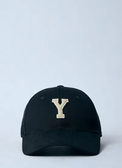 Saint Laurent Logo Motif Baseball Cap In Black