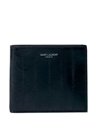 Saint Laurent Logo-motif Bi-fold Wallet In Black