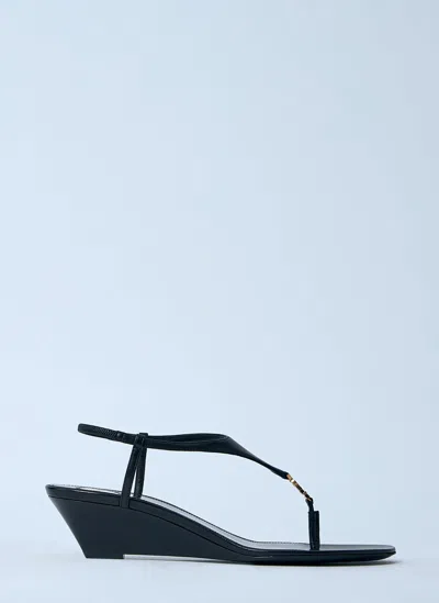 SAINT LAURENT LOGO MOTIF WEDGE SANDALS