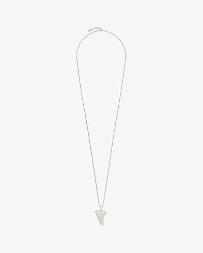 Saint Laurent Logo Necklace In Gray