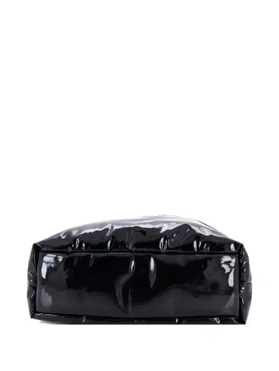 Pre-owned Saint Laurent Logo Padded Patent Leather Maxi Tote Bag In Black