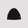 Saint Laurent Logo Patch Beanie In Black