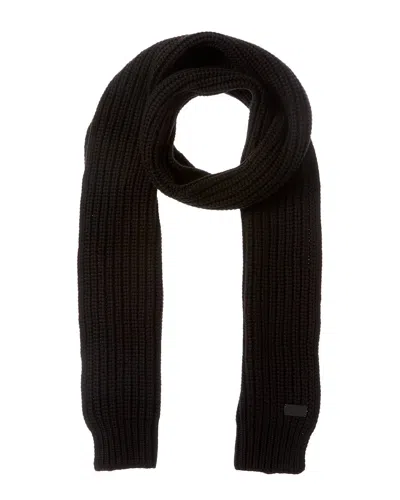 Saint Laurent Logo Patch Cashmere Scarf In Black