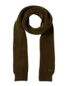 Saint Laurent Logo Patch Cashmere Scarf In Green