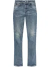 Saint Laurent Logo-patch Straight Jeans In Blue