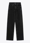 Saint Laurent Logo Patch V-waist Jeans In Black