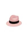 Saint Laurent Logo-patch Woven Fedora In Pink