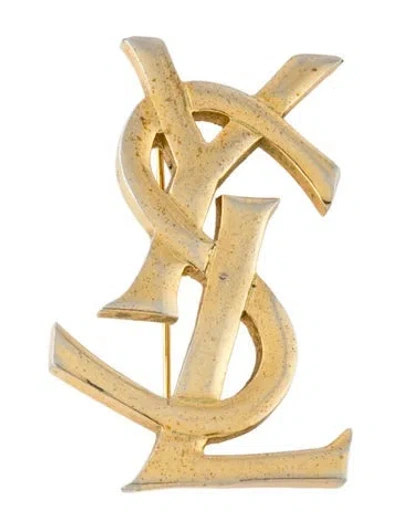 Pre-owned Saint Laurent Logo Pin Brooch In Multi