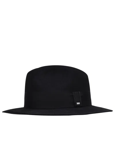 Saint Laurent Logo Plaaque Fedora Hat In Black