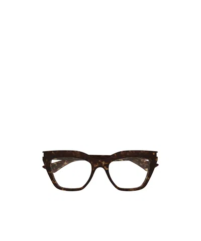 Saint Laurent Logo Plain Glasses In Black