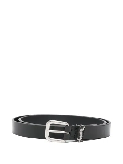 Saint Laurent Logo-plaque Belt In Black