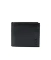 Saint Laurent Logo Plaque Bi-fold Wallet In Black