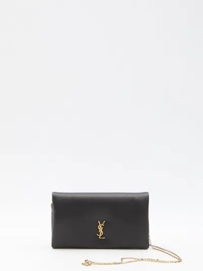 Saint Laurent Large Bi-fold Wallet With Chain In Noir
