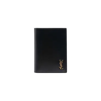 Pre-owned Saint Laurent Logo Plaque Bifold Wallet 'black' | Men's Size Onesize