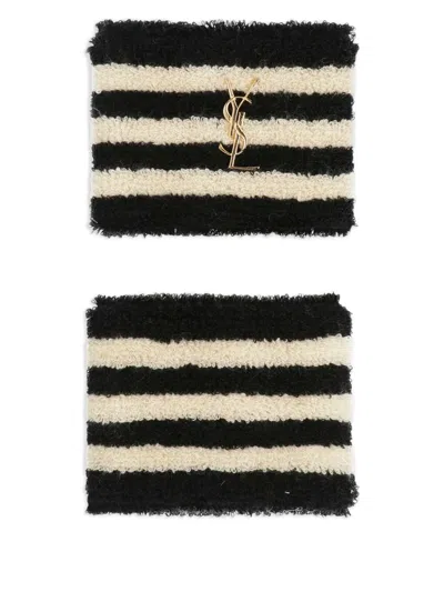 Saint Laurent Logo-plaque Bracelet In Black
