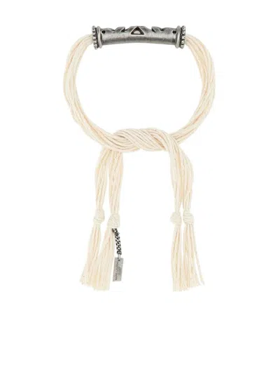 Saint Laurent Logo Engraved Bracelet In Neutrals