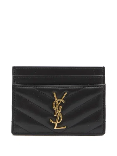 Saint Laurent Logo-plaque Card Case In Black