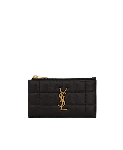 Saint Laurent Logo-plaque Card Holder In Black