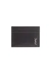 Saint Laurent Logo Plaque Cardholder In Black