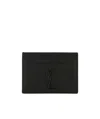 Saint Laurent Logo Plaque Cardholder In Black